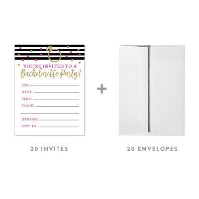 20 Blk/Hot Pink Bachelorette Invitations Image 1