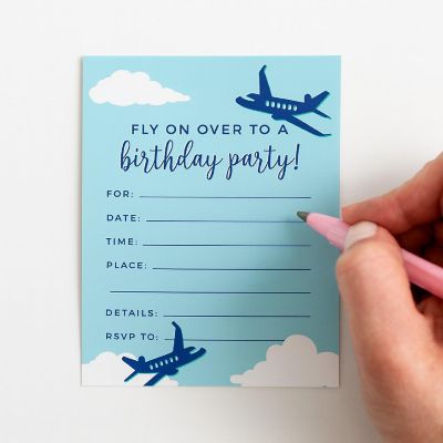 20 Blue Airplane Birthday Invitations Image 2