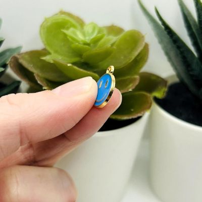 20 Blue Smiley Face Charms Image 3