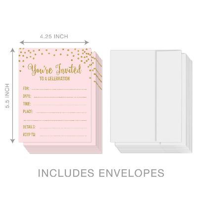 20 Blush Pink/Glitter Invitations Image 2