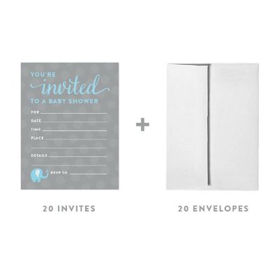 20 Boy Elephant Blank Invitations Image 1