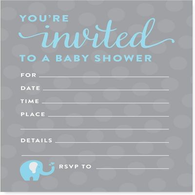 20 Boy Elephant Blank Invitations Image 2