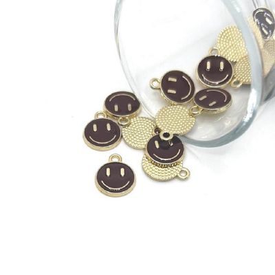 20 Brown Smiley Face Charms Image 1