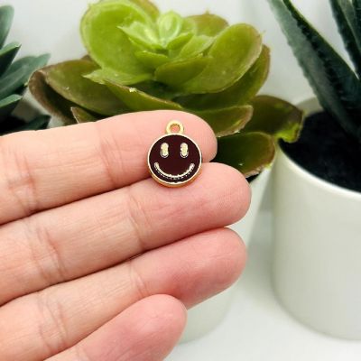 20 Brown Smiley Face Charms Image 2