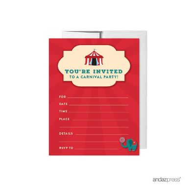 20 Carnival Circus Birthday Invitations Image 1
