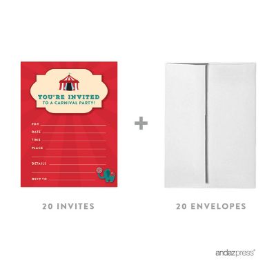 20 Carnival Circus Birthday Invitations Image 1