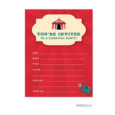 20 Carnival Circus Birthday Invitations Image 2