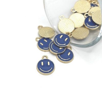 20 Dark Blue Smiley Face Charms Image 1