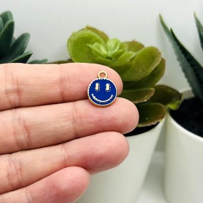 20 Dark Blue Smiley Face Charms Image 2