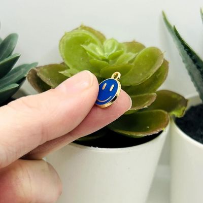 20 Dark Blue Smiley Face Charms Image 3