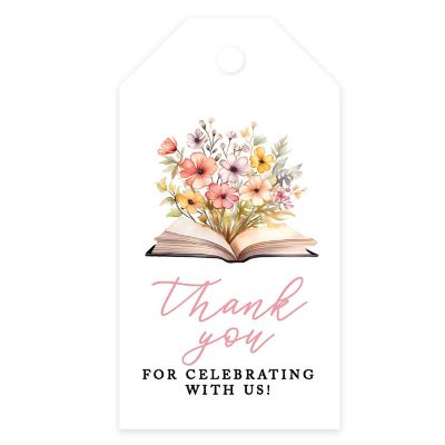 20 Floral Open Book Thank You for Tags Image 1
