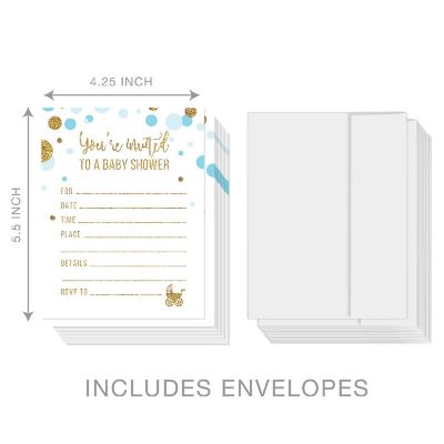 20 Glitter Boy Baby Shower Invitations Image 2