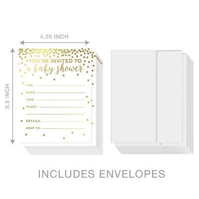 20 Gold Confetti Polka Dots Invitations Image 2