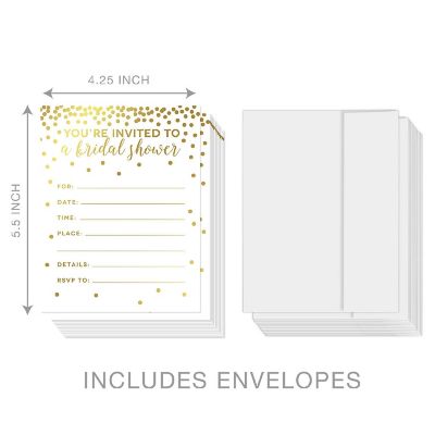 20 Gold Confetti Polka Dots Invitations Image 2