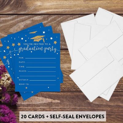 20 Gold/Royal Blue Graduation Invitation Image 1