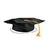 20" Kids Black Shiny Elementary School Polyester Graduation Cap with Tassel Image 1