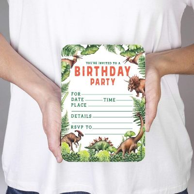 20 Kids Dinosaur Birthday Invitations Image 1