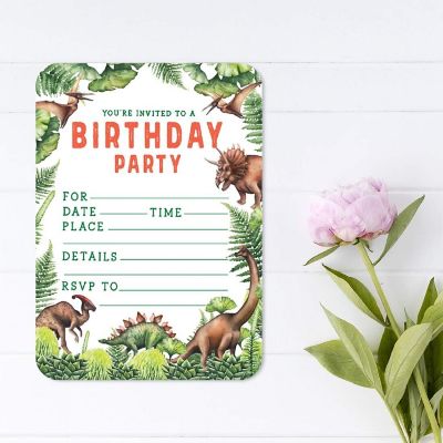 20 Kids Dinosaur Birthday Invitations Image 1