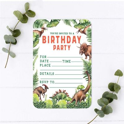 20 Kids Dinosaur Birthday Invitations Image 2