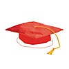 20" Kids Red Shiny Elementary School Polyester Graduation Cap with Tassel Image 1