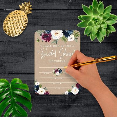 20 Kraft Brown Bridal Shower Invitations Image 1
