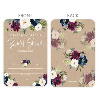 20 Kraft Brown Bridal Shower Invitations Image 2