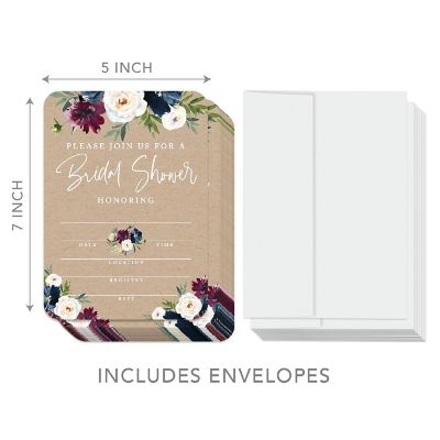 20 Kraft Brown Bridal Shower Invitations Image 3
