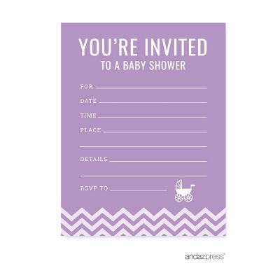 20 Lavender Chevron Girl Invitations Image 2