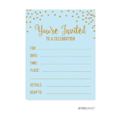 20 Light Blue/Glitter Boy's Invitations Image 1