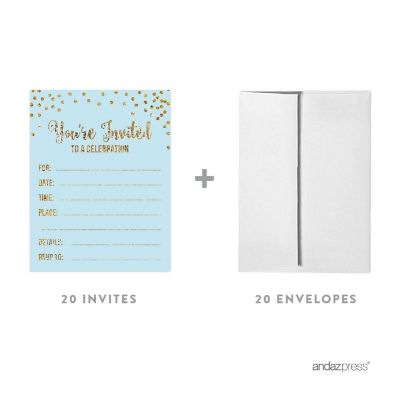 20 Light Blue/Glitter Boy's Invitations Image 1