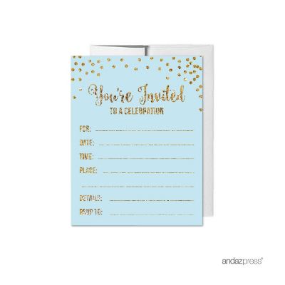 20 Light Blue/Glitter Boy's Invitations Image 2