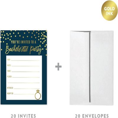 20 N.Blue/Gold Bachelorette Invitations Image 1