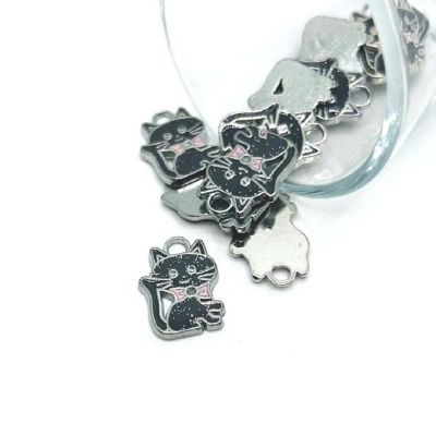 20 Pc Black Glitter Cat Charms Image 1