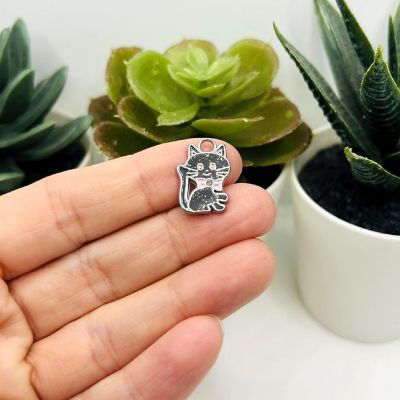 20 Pc Black Glitter Cat Charms Image 1