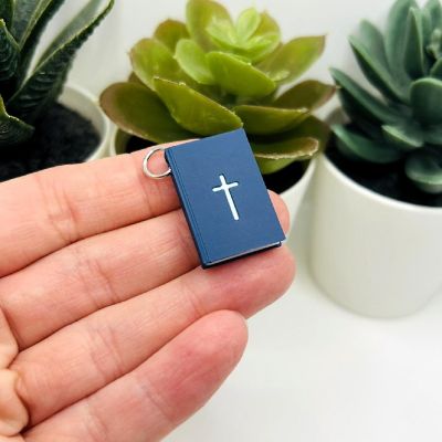 20 Pcs 3D Blue Bible Book Charms Image 1
