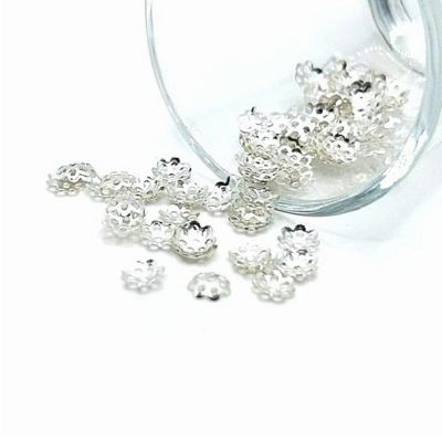 20 Pcs 6mm Iron Silver Bead Caps Image 1