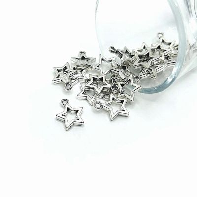 20 Pcs Antique Silver Open Star Charms Image 1