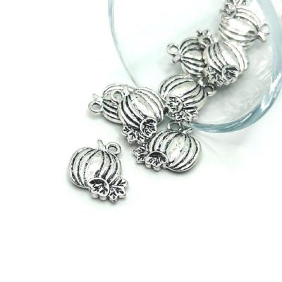 20 Pcs Antique Silver Pumpkin Charms Image 1