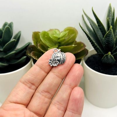20 Pcs Antique Silver Pumpkin Charms Image 2