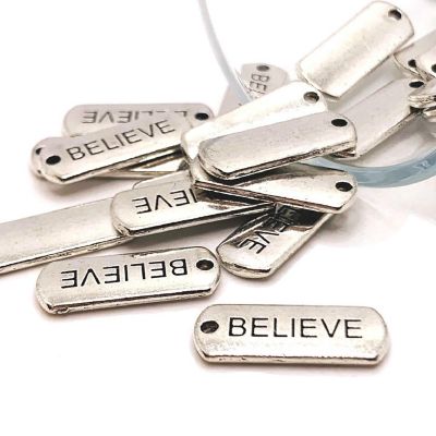 20 Pcs Believe Word Bar Tag Charms Image 1