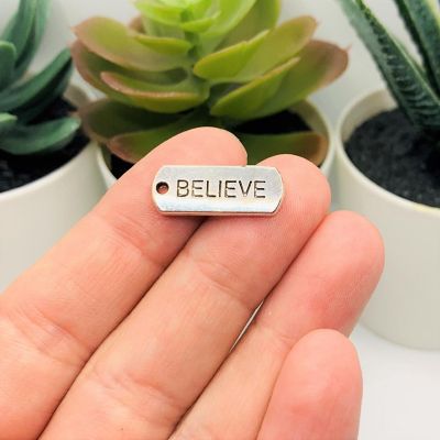 20 Pcs Believe Word Bar Tag Charms Image 1