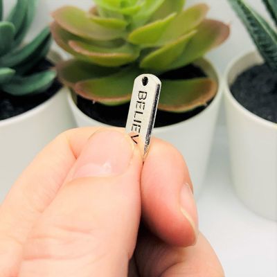 20 Pcs Believe Word Bar Tag Charms Image 3