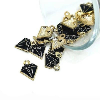 20 Pcs Black Diamond Shape Charms Image 1