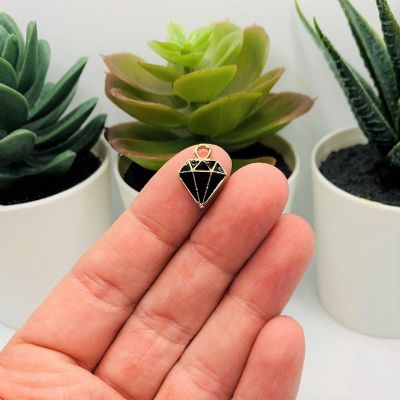 20 Pcs Black Diamond Shape Charms Image 1