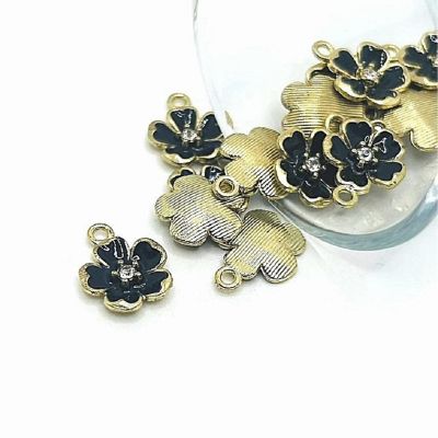 20 Pcs Black Flower Rhinestone Charm Image 1