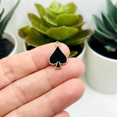 20 Pcs Black Playing Card Spade Charms Image 1