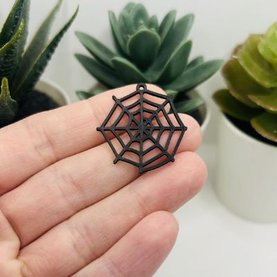20 Pcs Black Spider Web Charms Image 1
