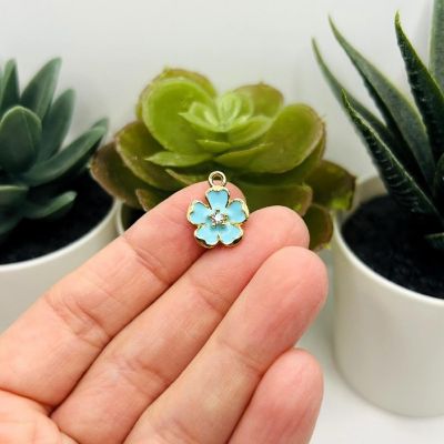 20 Pcs Blue Flower Rhinestone Charm Image 1