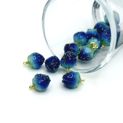 20 Pcs Blue Resin Flower Bud Charms Image 1