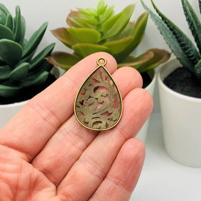 20 Pcs Bronze Filigree Teardrop Charms Image 2